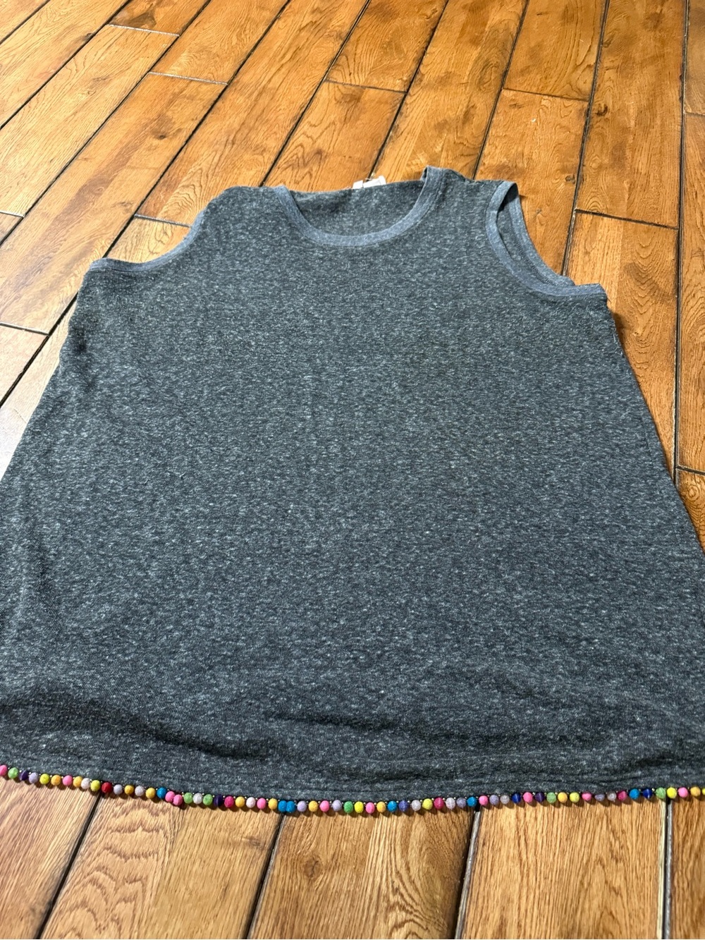Philosophy Heather Gray Cold-Shoulder Tank with Multicolor Bead Trim